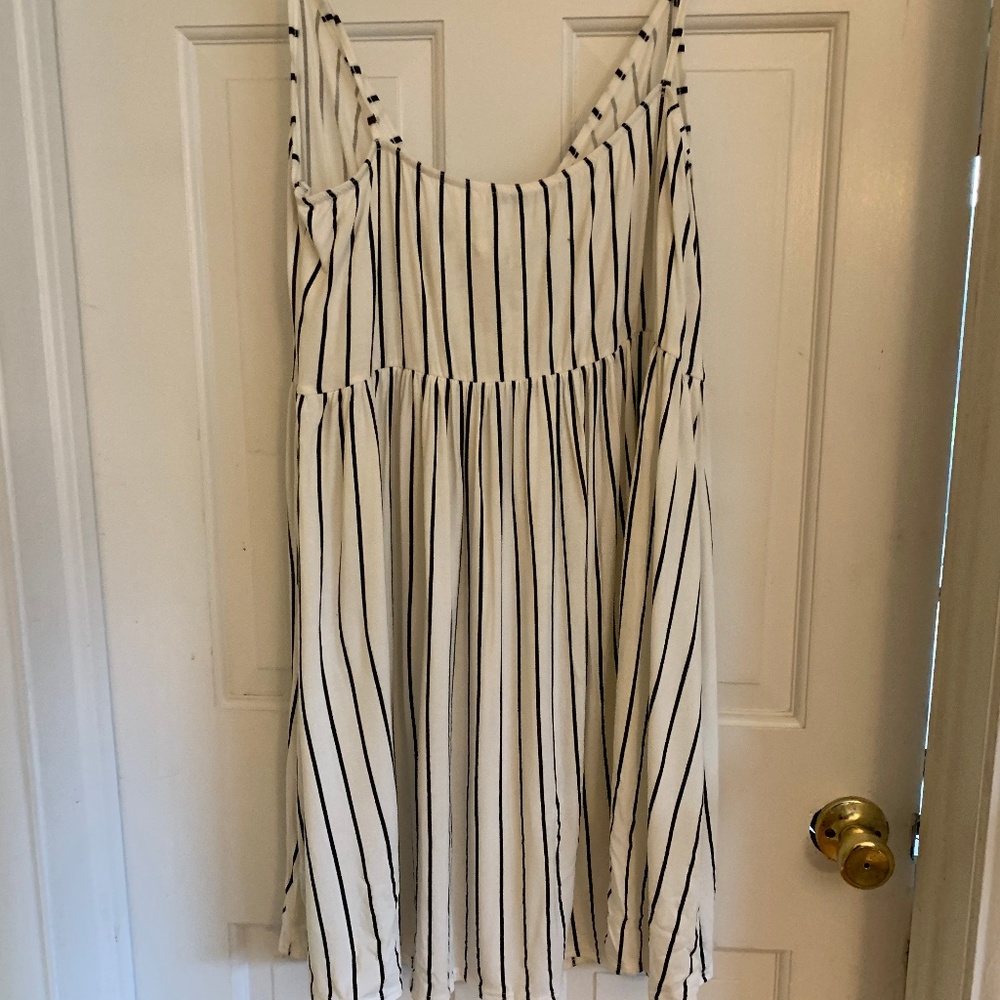 White with black thin spaghetti strap dress